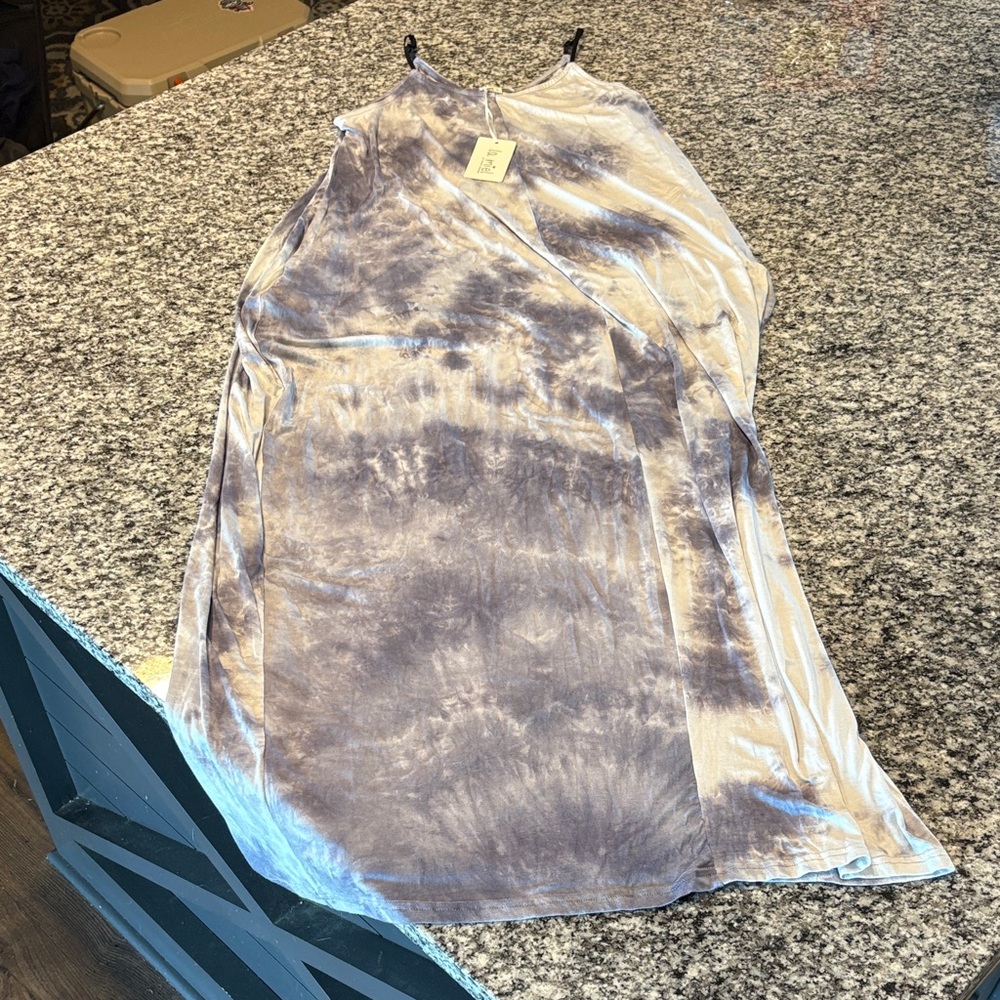 LA MIEL Blue and Gray Tie-Dye Dress